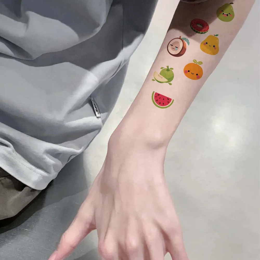 10pcs/set Cartoon Fruit Tattoo Stickers Birthday Party Body Decoration Disposable Tattoo Stickers