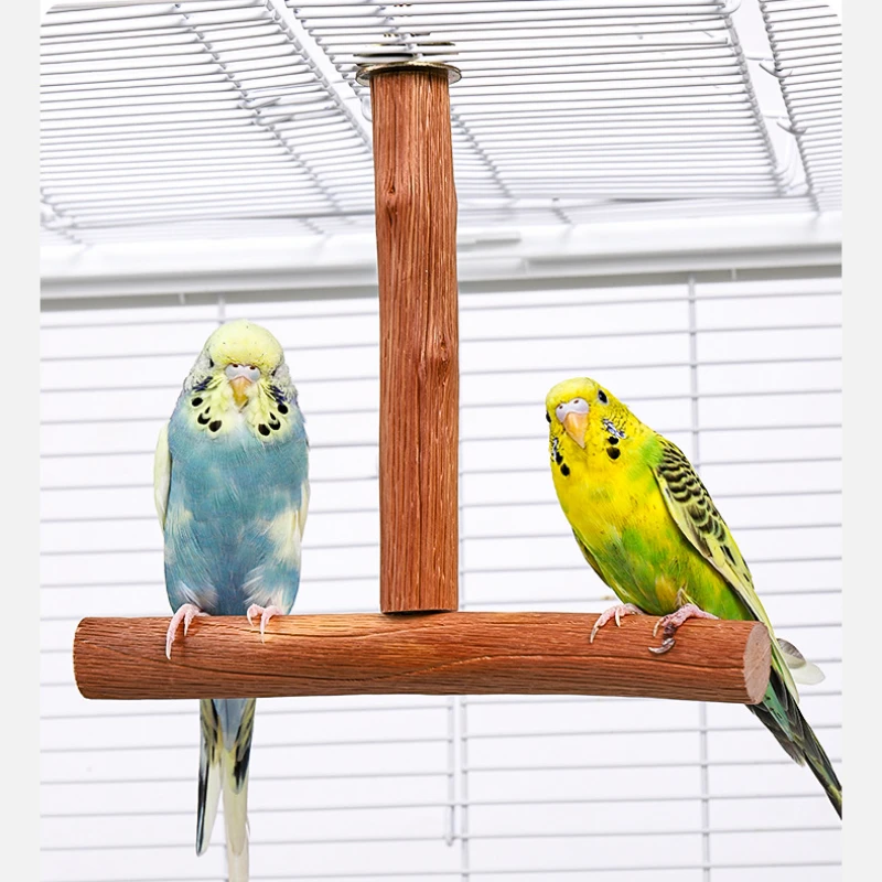 Natural Fruit Tree Parrot Pole Toy T-shaped  Bird Cockatiel Parakeet Perches Bite Claw Grinding Toy Bird Cage Accessories Pet To 2
