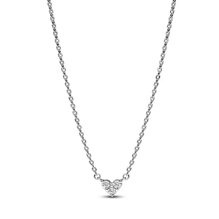 New Women's Blue Pear Blossom Sparkling Water Drop Necklace and Heart shaped Snake Bone Necklace 925 Silver DIY Jewelry