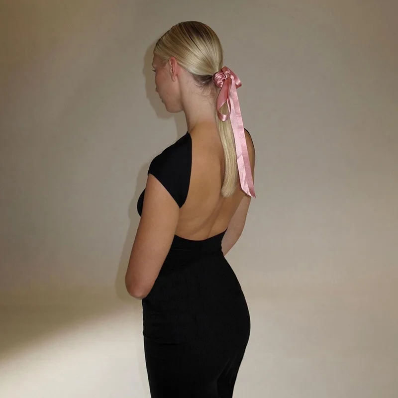 Hot Backless Black Dress - Sleeveless Patchwork High Waist Solid Long Dress