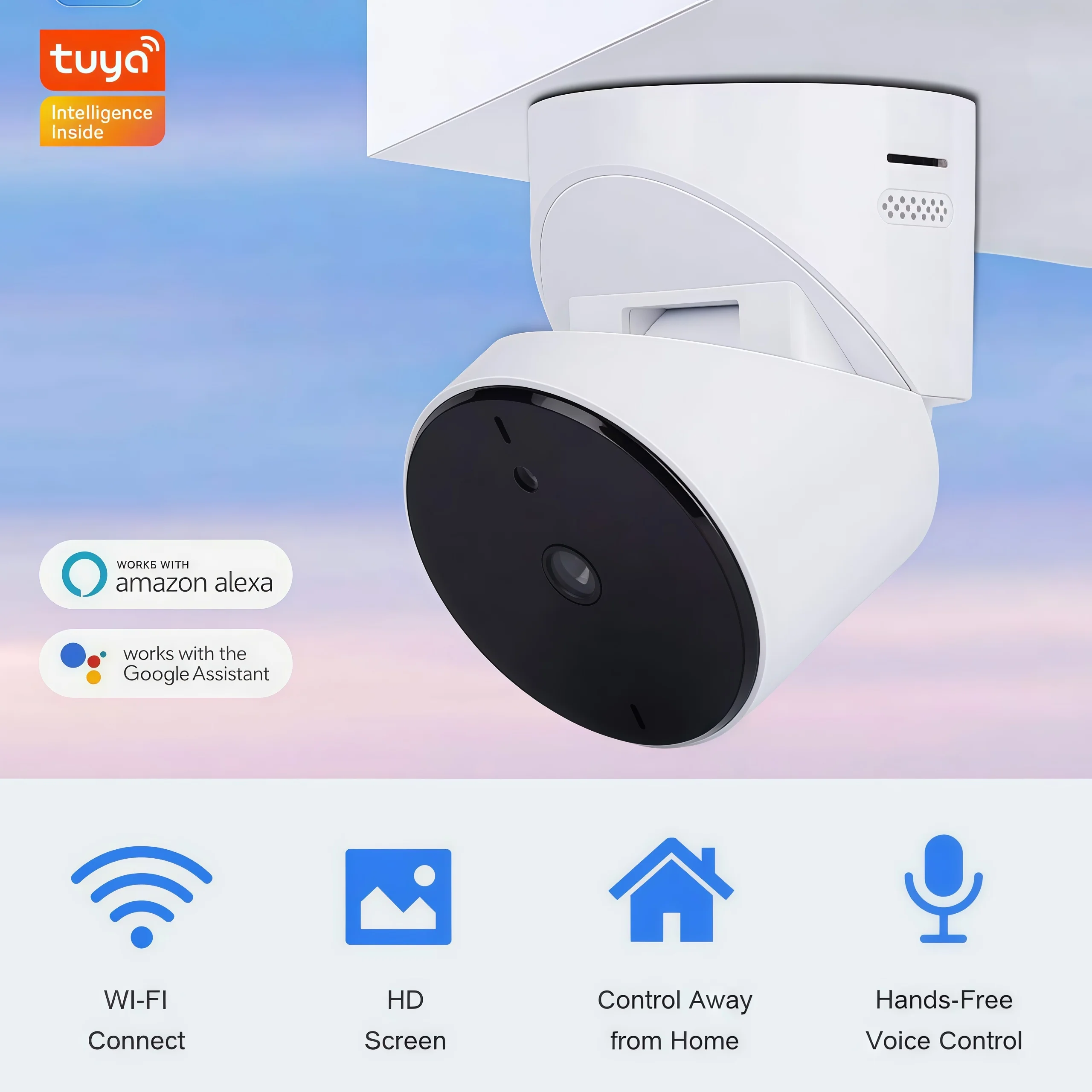 Tuya SmartLife 앱 차고 문 개폐기 카메라 WiFi 3MP 적외선 양방향 오디오 모션 감지 알람 Alexa 구글 음성 명령