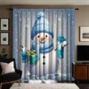 2pcs set HD Christmas gift snowman decoration curtain Blue tie digital printed curtain Home Decoration style Decoration livin 5