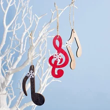 Drewniany płatek śniegu nuta choinka wieszak Ornament dla muzyki 2020 Xmas tanie tanio CN (pochodzenie)