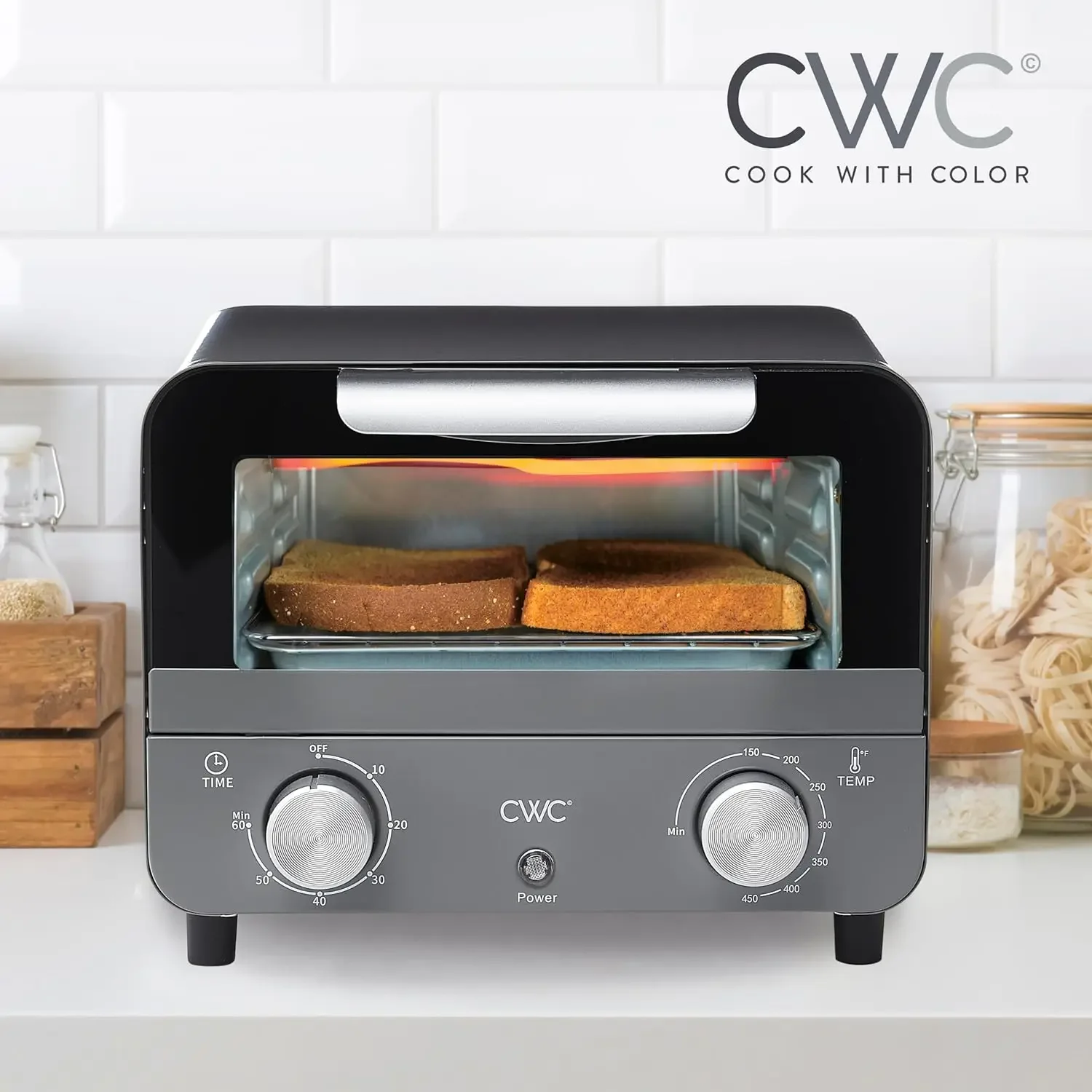 Mini Toaster Oven: 600W Power, Precision Timer, Auto Shutoff, and Culinary Delights Up To 450 Degrees, Grey USA 6