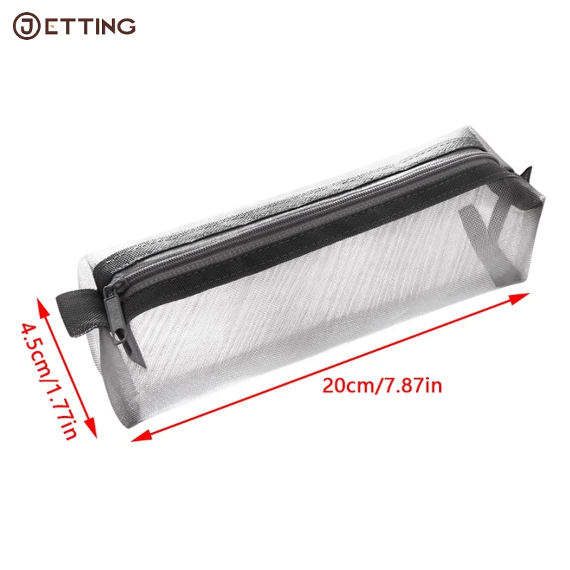 1PC Makeup Pouch Lipstick Makeup Brush Storage Bags Student Transparent Mesh Pencil Case Ins Travel Cosmetic Organizer For Women 6