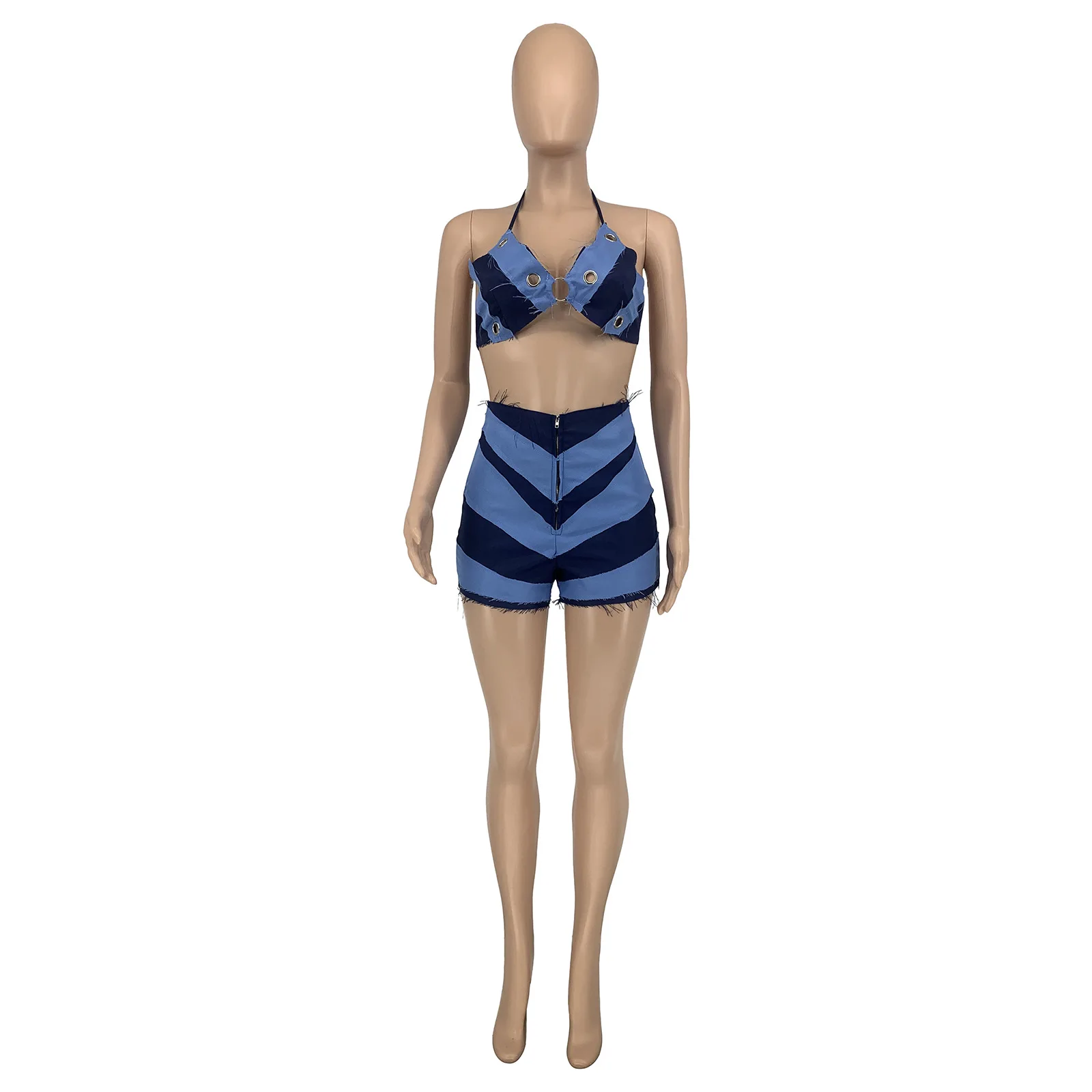 Women Summer Sling Crop Top Bra & Shorts 2 Piece Set Ladies Sexy Sports Wear Yoga Jogging Two-Piece Set