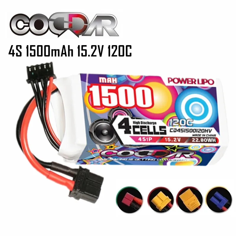 

Аккумуляторная батарея CODDAR 4S Lipo HV 15,2 в 1500 мАч 120 для радиоуправляемого FPV самолета вертолета дрона квадрокоптера с разъемом XT60 EC5 XT90 Deans T