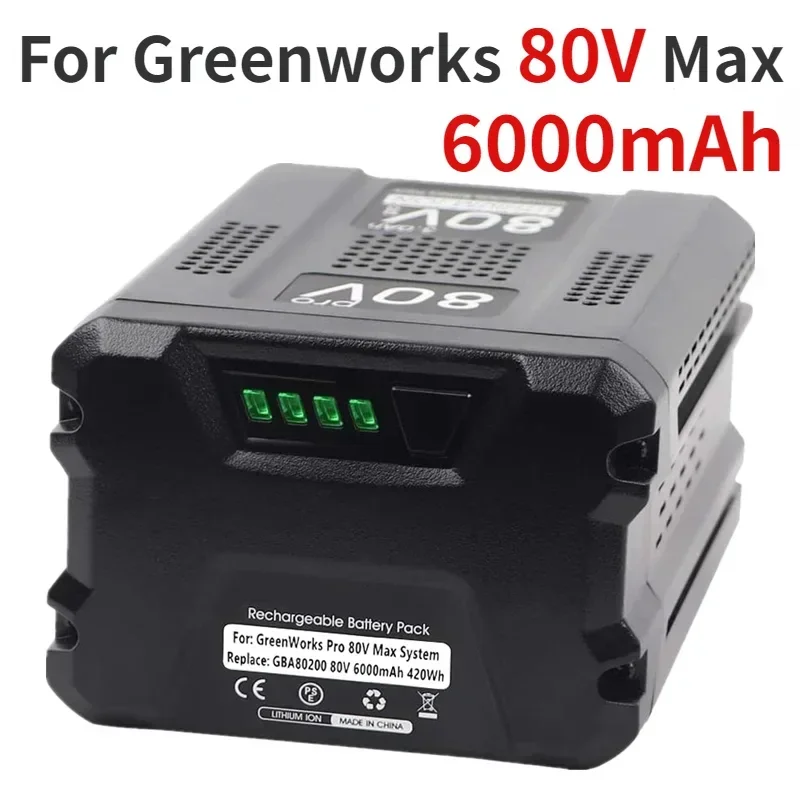 80V 6000Ah Ersatz Batterie Fuir Greenworks 80V Max Lithium-Ionen Batterie Gba80200 Gba80250 Gba80400 Gba80500