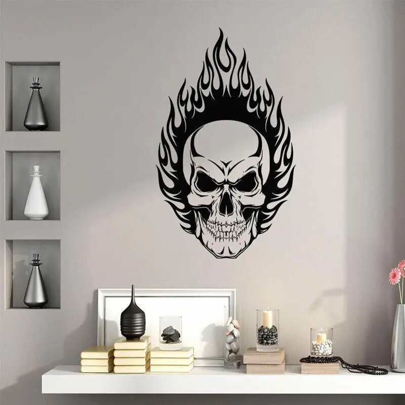 Design Creativo Teschi Ghost Rider Wall Sticker Vinile Art Home Decor Per Ragazzi Camera Adolescenti Decalcomanie Camera Da Letto Murales Rimovibili 3