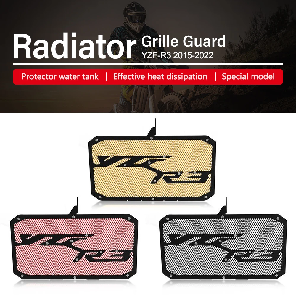 

Motorcycle Radiator Grille Guard Cover Protective Cover For YAMAHA YZF-R3 2015 2016 2017 2018 2019 2020 2021Water Tank Protector