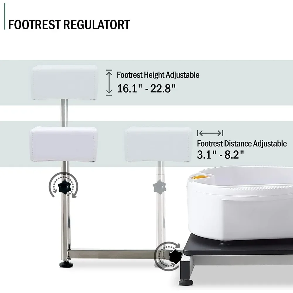 360 Swivel Pedicure Chairs, High Adjustable Pedicure Unit w/Stool, Footrest and Foot Basin, Portable Pedicure chair for Nail