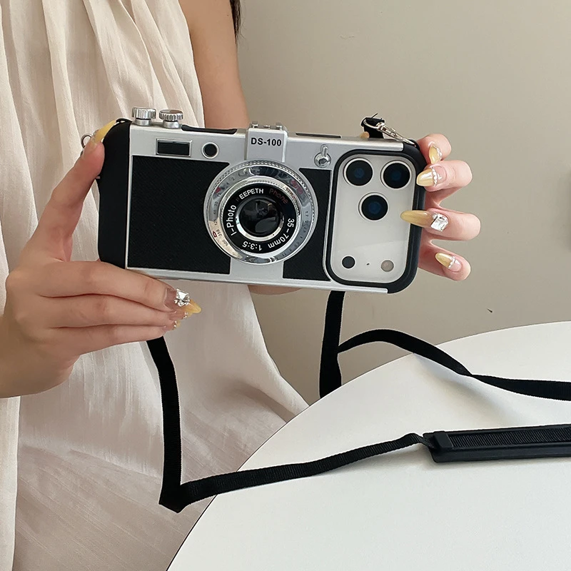 Vintage Camera Design Phone Case with Lanyard