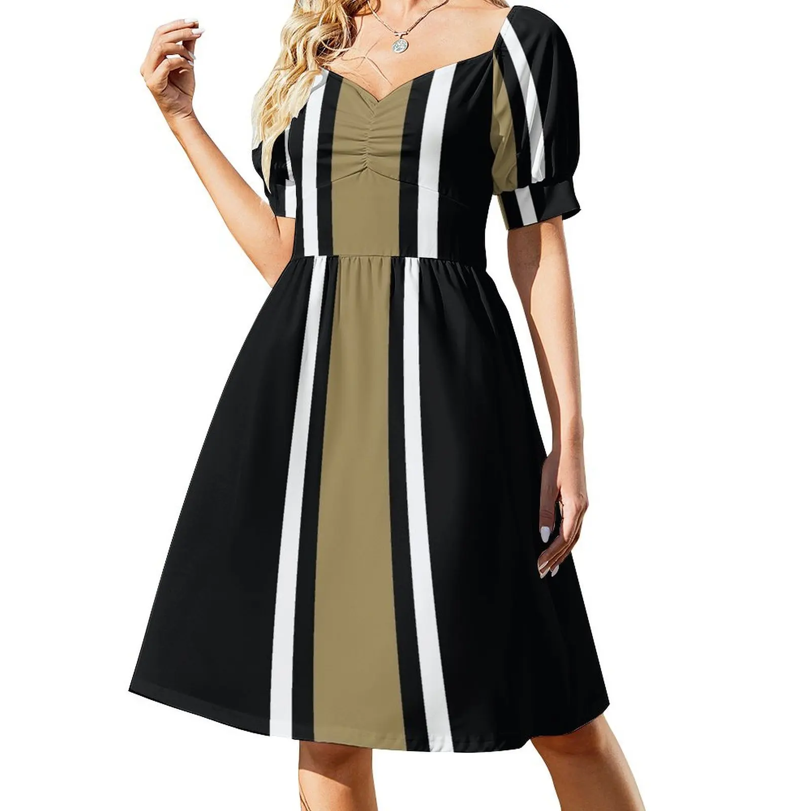 

Black, White, & Gold Vertical Power Stripe Sleeveless Dress Bride dresses clothes for woman