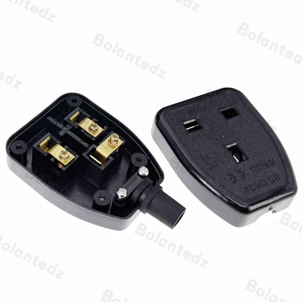 Plug Adapter Electrical Socket Power Cable Power Cord Power Socket Power Plug Connector 13A 250V UK British Standard Female Socket Power Adaptor Detachable Power Cord Cable Connector Socket White/Black