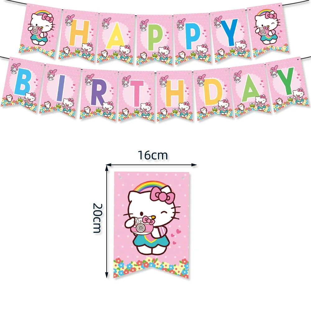 thumbnail image 1 of Juego de decoraciones para fiesta de cumpleaños de Hello Kitty con dibujos animados, vajilla desechable para niñas, vasos, platos, servilletas, pajitas, suministros para baby shower, 1 of 5