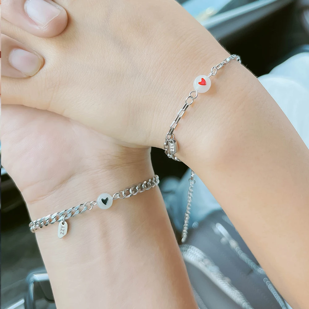 Heart shaped stainless steel charm couple friendship bracelets wish card  jewelry gift hand woven rope bracelet for women and men - AliExpress