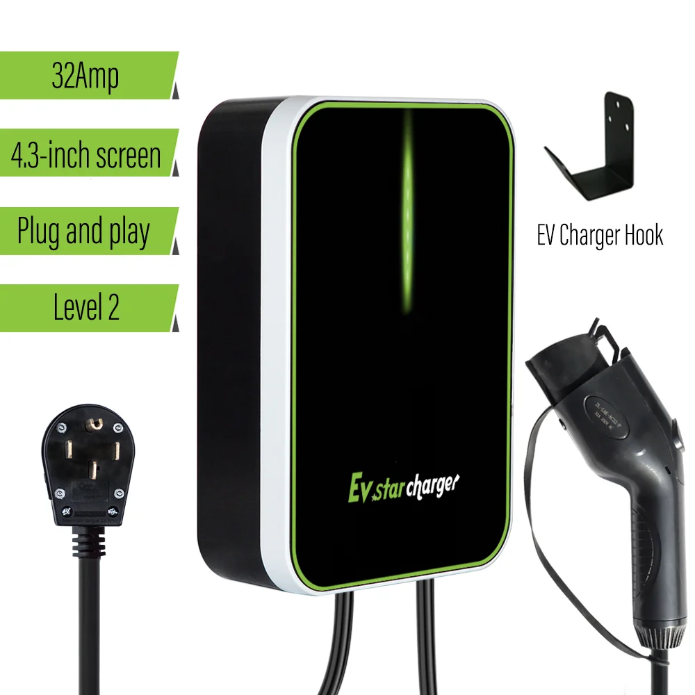 Level 2 EV Charger Station With 32A NEMA14-50 Plug APP Wifi/Bluetooth  Control 6m