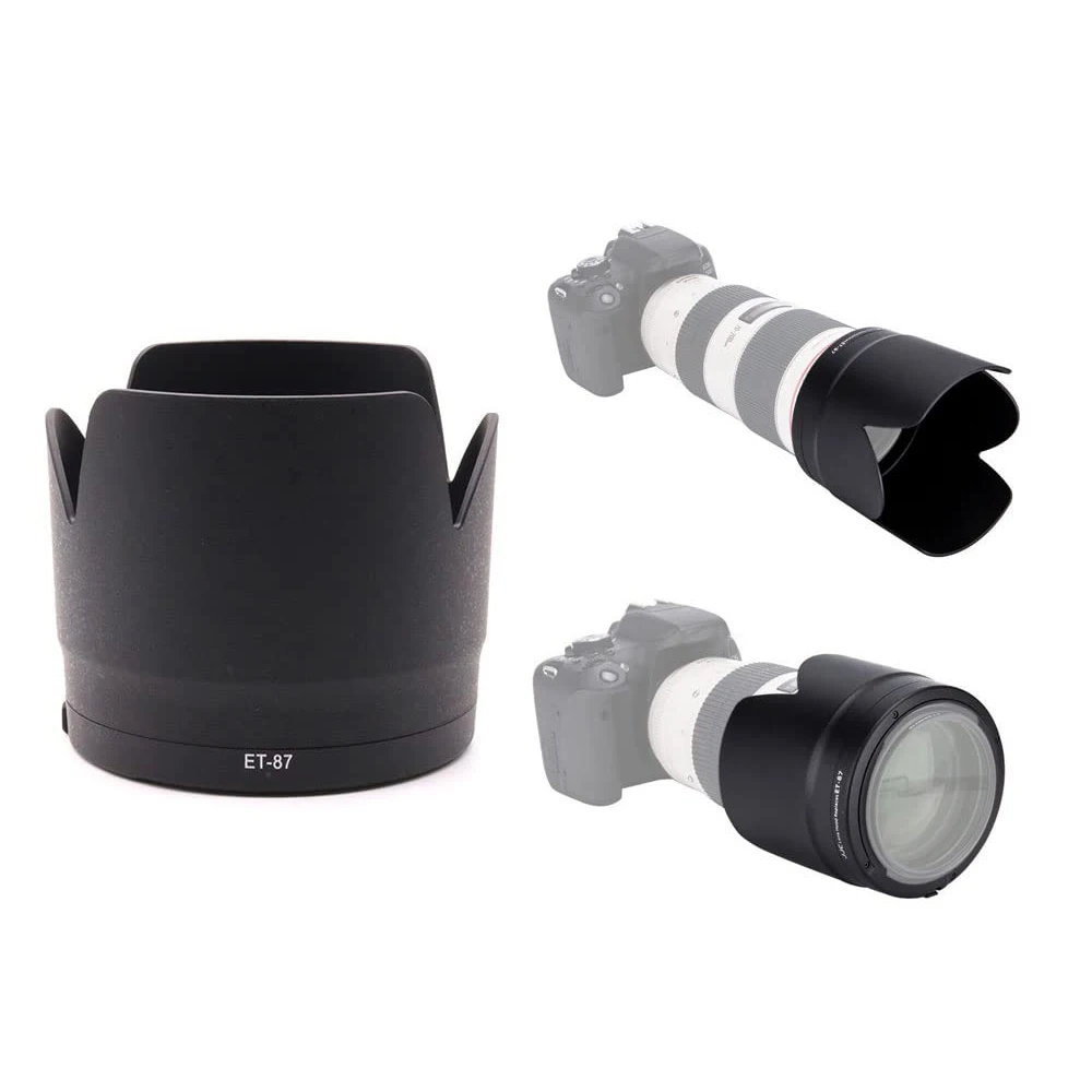 

ET-87 lens hood for Canon EF 70-200mm f/2.8L IS III USM snap-on bracket Can be installed in reverse black