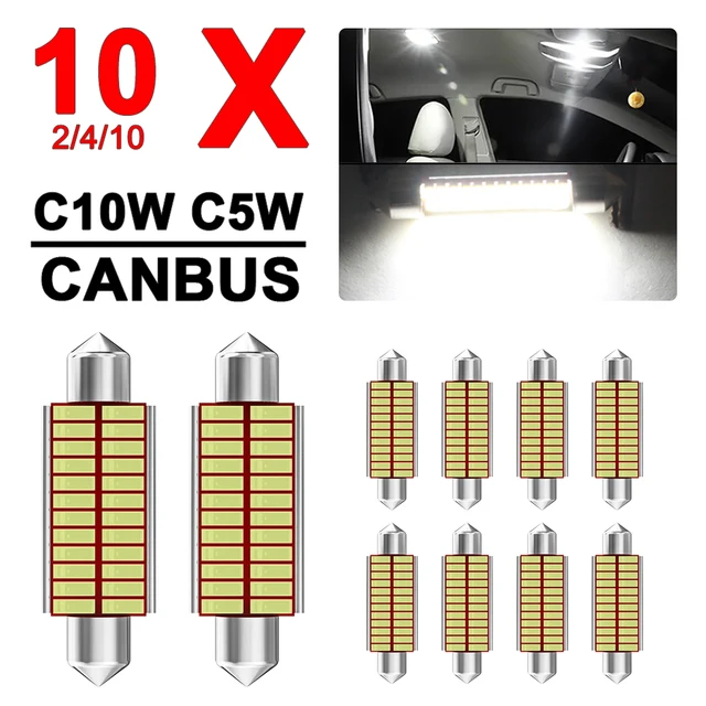 2/4/10 PCS C10W C5W LED Bulb Canbus 12V Festoon 31mm 36mm 39mm 41mm 6500K White Car Interior Map Dome Trunk License Plate Lights