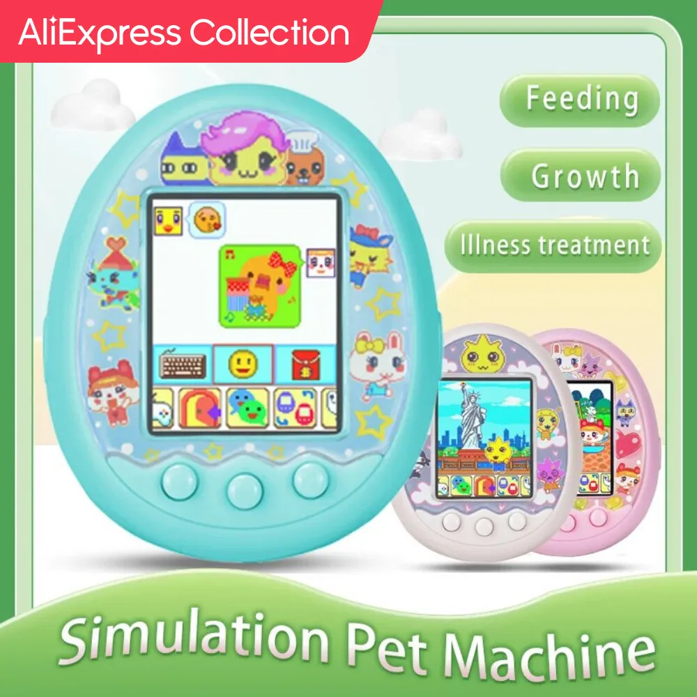 Aliexpress Collection Electronic Pet Machine Online Interactive Friend Feeding Simulation Pet Color Screen Game Machine Bambini