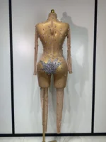 Women Sparkly Rhinestones Mesh See Throug Bodycon Jumpsuit Stage Performance Costume Nightclub Party Luxury Birthday Outfit - Image 4
