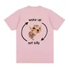 Wake Up Act Silly Meme Graphic T Shirt Funny Cute Cat Print Short Sleeve T-shirt Women Casual Oversized T Shirts 6
