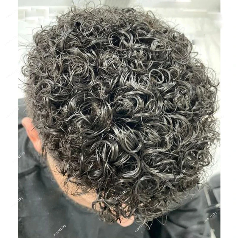 Mens Wigs Afro Curly Human Hair Mono Toupee Man Capillary Prosthesi Replacement for Male 10mm 20MM 15mm human hair toupee