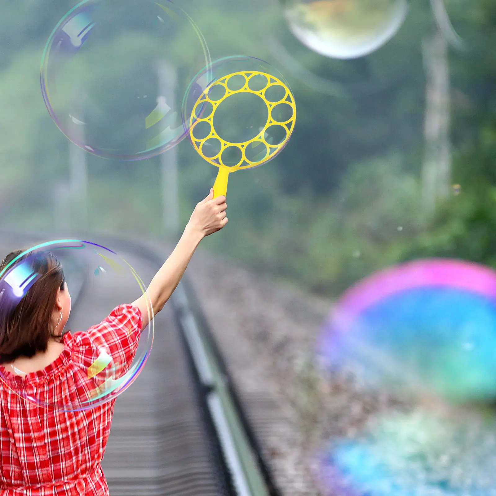 1 세트 버블 메이커 링 크리 에이 티브 휴대용 버블 블로잉 도구 어린이 야외 가족 놀이 버블 메이커 파티 호의품