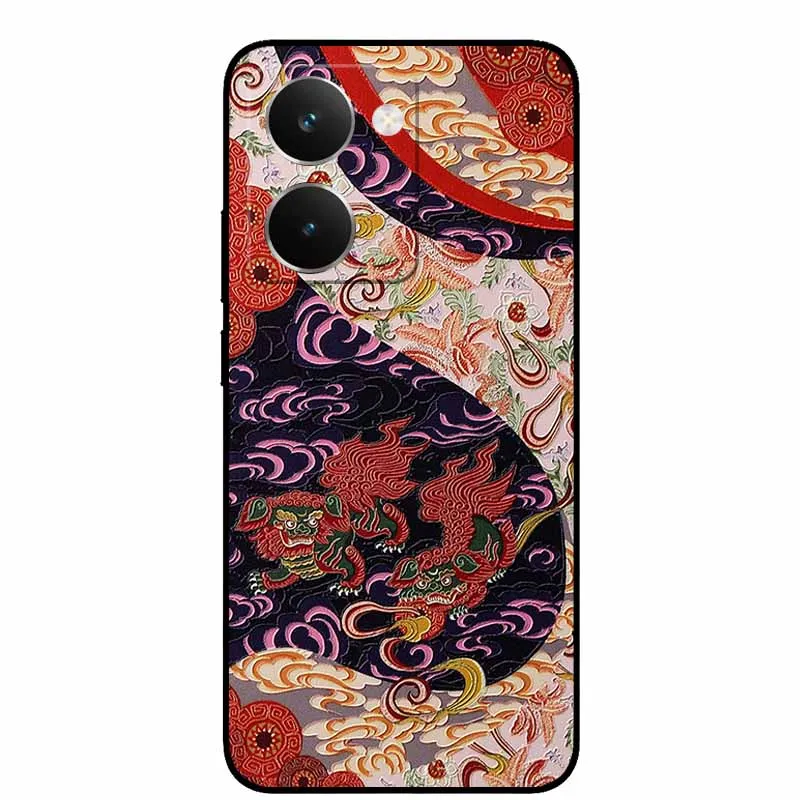 Vintage 3D Embossed Silicone Back Cover – Black Retro Design