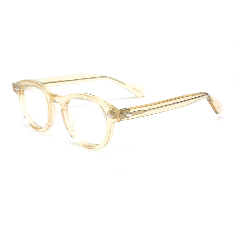 Herren-Brillengestell im Johnny-Depp-Stil mit transparenten Gläsern, Designer-Computerbrille für Männer, rund, Vintage – Detail 12