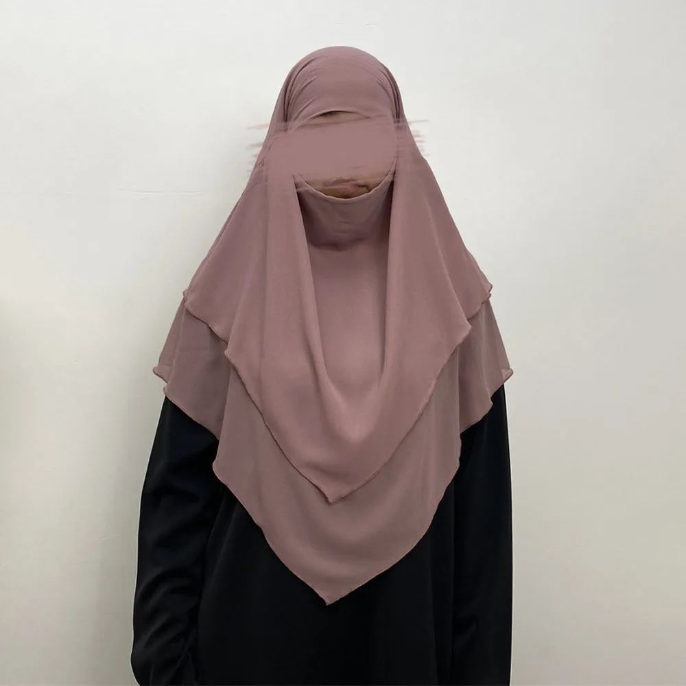 Preghiera Islamica Hijab Lungo Khimar Donne Musulmane Niqab Ramadan Overhead Dubai Foulard Turco Turbante Wrap Scialle Abaya Medio Oriente