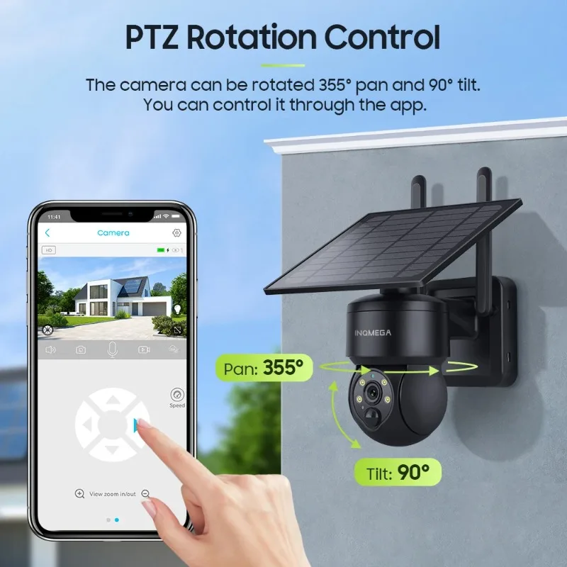 INQMEGA Tuya Ʈ 5MP ¾  ī޶ WiFi PTZ  IP ī޶  PIR ΰ  ÷ ߰ ð IP66