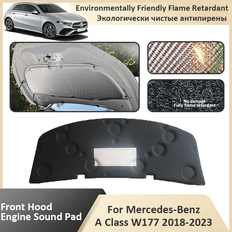 Front Hood Engine Sound Pad For Mercedes-Benz A Class W177 Heat Cotton Cover Soundproof Accessorie