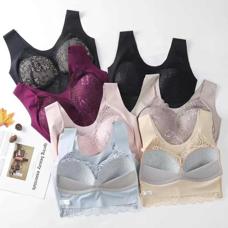 Bra Female Beauty Back Gathers Breasts Sexy Lace Underwear Wrap Chest Sports Shockproof Vest