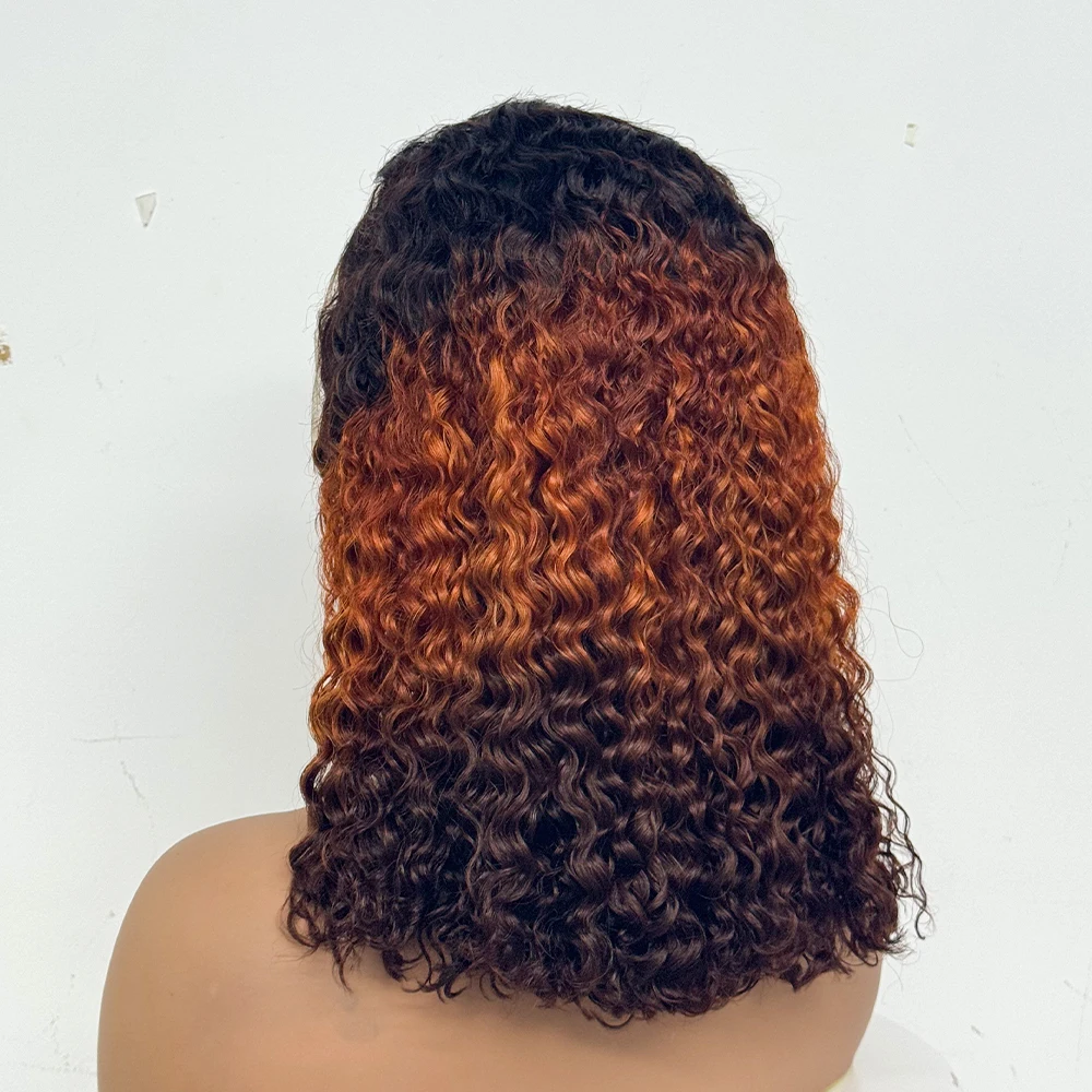 14" 250% Density SDD Double Drawn Water Curly Wave 13x4 Transparent Lace Frontal 100% Human Hair Full Lace Wigs For Black Women