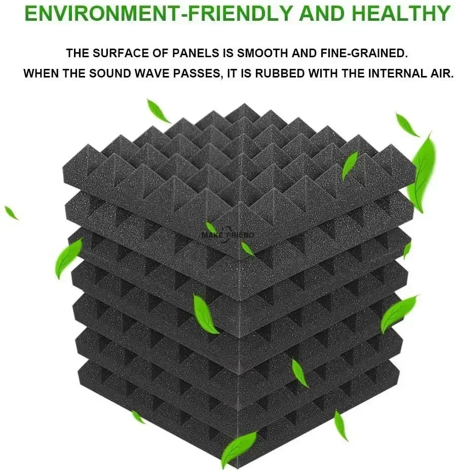 12/24Pack 30x30x5cm Pyramid Acoustic Foam Sound Proof Absorption Insulation Treatment Panel Soundproofing Pad Wall Panels soundproof foam