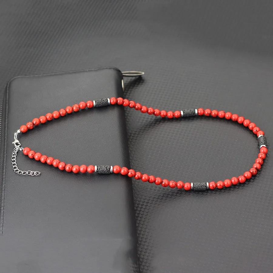 Hiphop Männer Halskette Naturstein 6mm Tigeraugen Howlith Lava Perlen Heilung Kragen Outdoor Sport Cool Biker Hals Zubehör – Detail 7