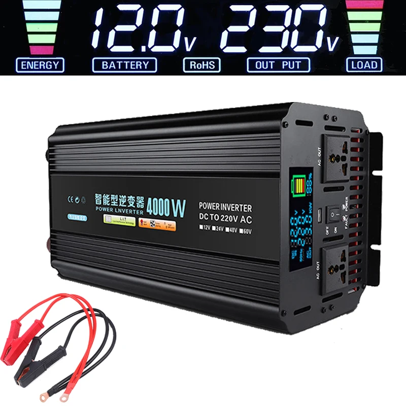 

4000W Car Power Inverter DC 12V To AC 220V Voltage Transformer with USB Universal Socket Charger Modified Sine Wave Inverter