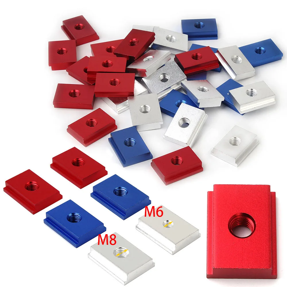 8pcs Workbench M6/M8 T Slot Nut Bolts T-track Slider Aluminum Alloy 30/45 Type Tracks Jigs Screw Slot Fastener Woodworking Tool