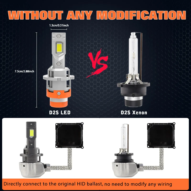 LED Car Headlights LED Lights LED Bulbs 2PCS For D2 HID Ballasts
