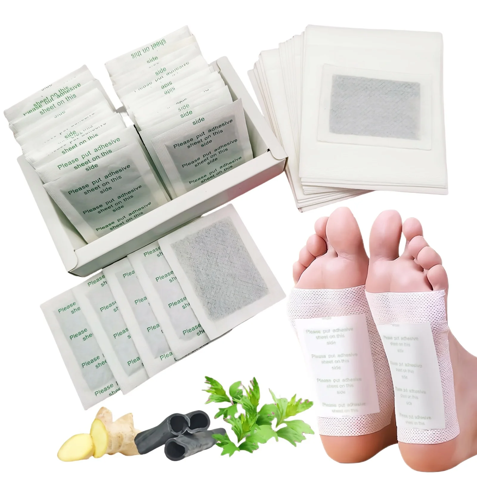 50 Pack Foot Pads, Ginger Oil Bamboo Charcoal Foot Pads, Care Patch, Effective Feet Health Patches