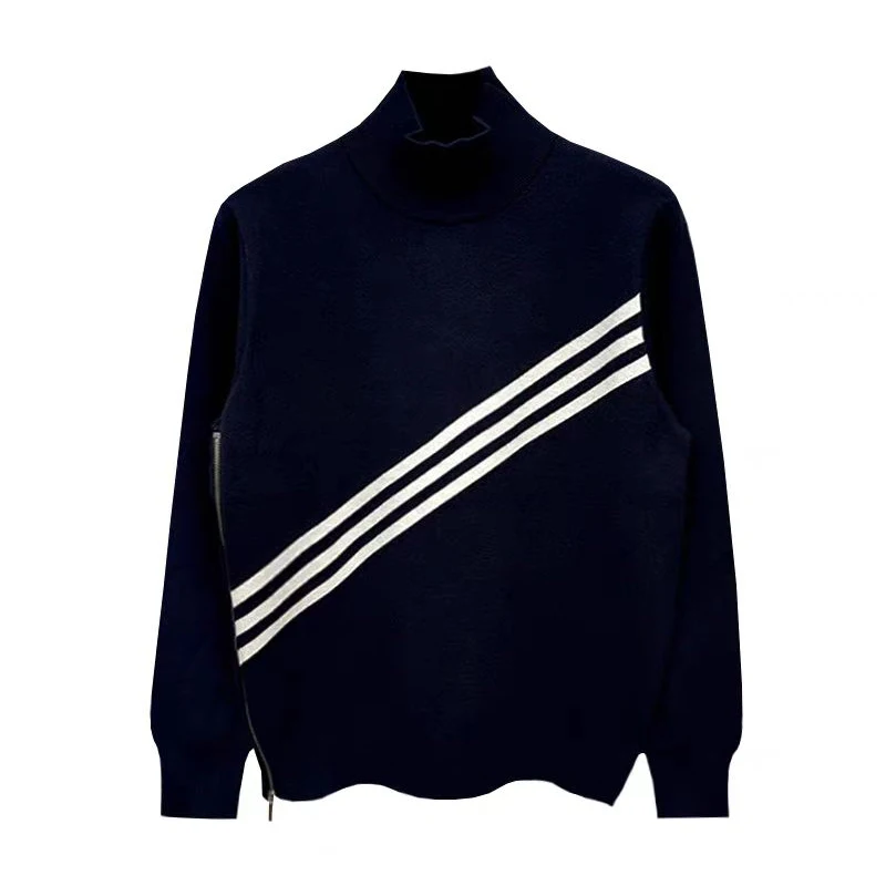 Spring/Autumn New Product Golf Men's Outdoor Sports Jacket Fashion Side Zipper Sweater Versatile Pullover Dark Blue Knitted Top