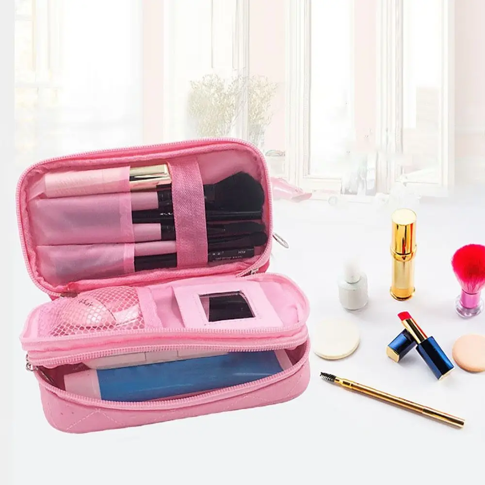Modische doppellagige Make-up-Tasche mit großer Kapazität, multifunktionale Aufbewahrung, Kosmetiktasche, tragbarer Reise-Organizer, Kulturbeutel – Detail 1