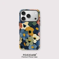 Fcicicase For Magsafe Magnetic Phone Case For iPhone 14 Plus 13 Pro 12 11 16 15 17 Pro Max Double-layer Cartoon Flower Cover