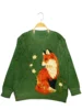 Autumn and winter new chic versatile long-sleeved women's top with fox animal digital print pattern stylish women's thin sweater 3