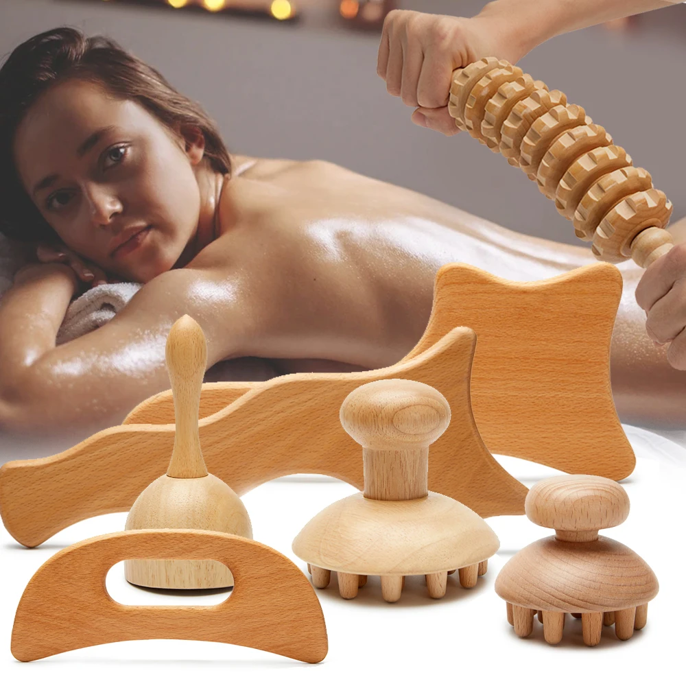 Wood Therapy Cellulite Massager GuaSha Tool Deep Tissue Relax Massager for Body Face Lifting Maderoterapia Roller Guasha Scraper