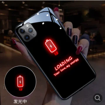 phone carrying case For iPhone 12 11 13 Pro Max X Xr Xs Max 6 7 8 Plus Luminous LED Call Light Flash Up Glass Phone Case Smart Control Cover Fundas flip cover with pen Cases & Covers