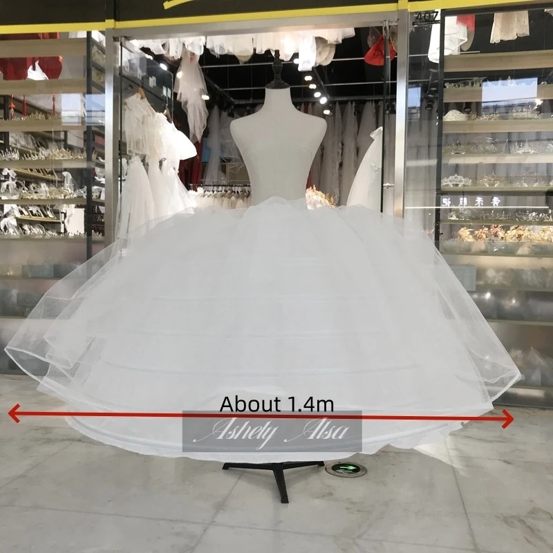 Ashely Alsa Luxury Diameter 1.4m Petticoat Big Ball Gown 7 Hoops Layers Wedding Dress Underskirt Jupon Sous Robe Volume Enagua