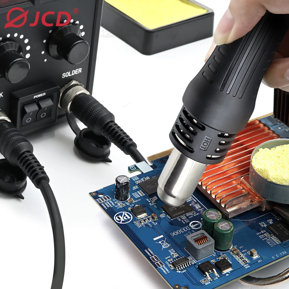 JCD 8586D Soldering station 2-in-1 Hot Air Gun Soldering Iron Adjustable Temperature LED Electronic BGA IC Welding Repair Tool 5
