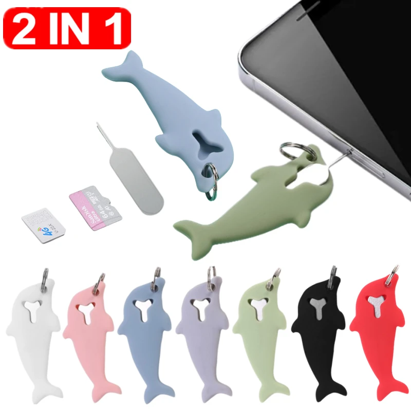 Dolphin Shape Anti Lost Sim Card Pin Needle Tray for iPhone Mi Samsung
